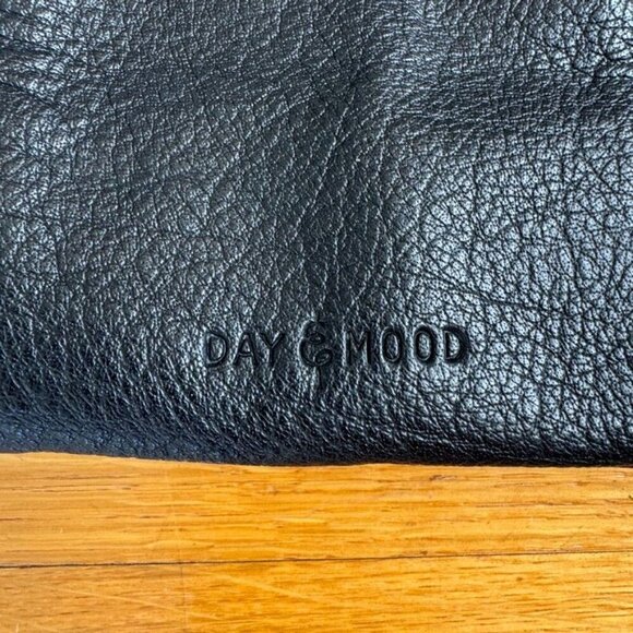 Anthropologie Day & Mood Heather Tote Bag Black Pebbled Leather Silver Hardware - Picture 9 of 10